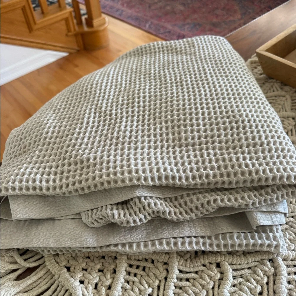 Organic Turkish Waffle Hand Towels - Cream